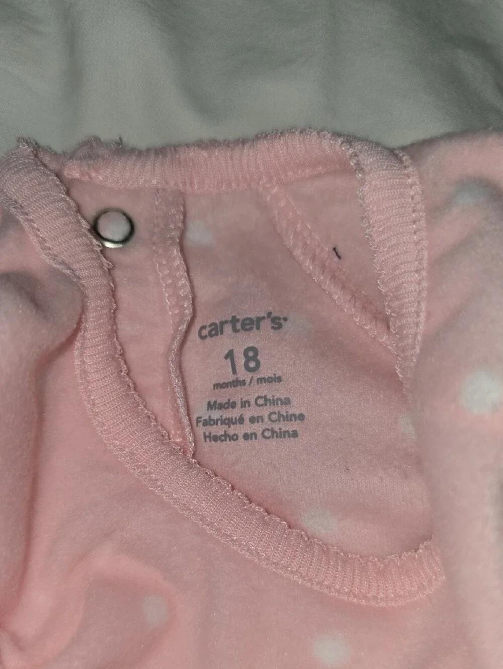 Carter's Pink Polka Dot Fleece One-Piece with Mouse Face